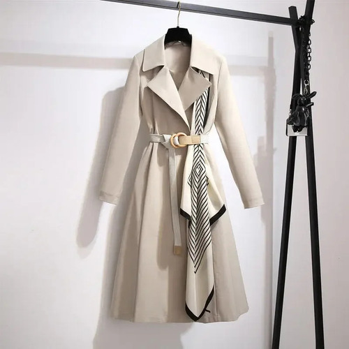 Gabardina De Longitud Media A La Moda Para Mujer