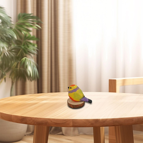 Estatua De Pájaro De Madera, Figura De Animal, Amarillo