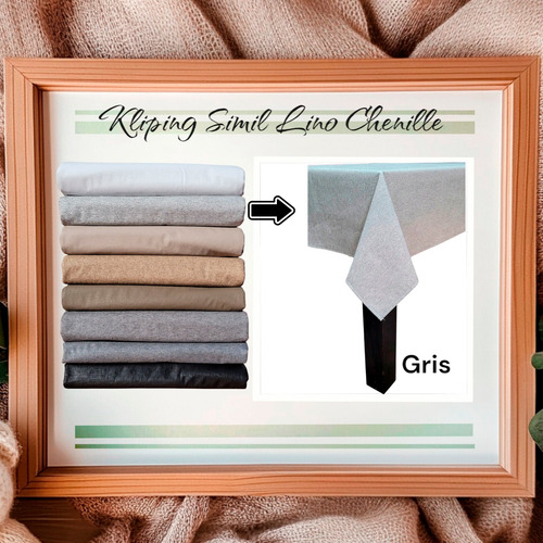 Mantel Ecocuero Redondo 1.80 Kipling Lino Chenille C/uniones Color Gris