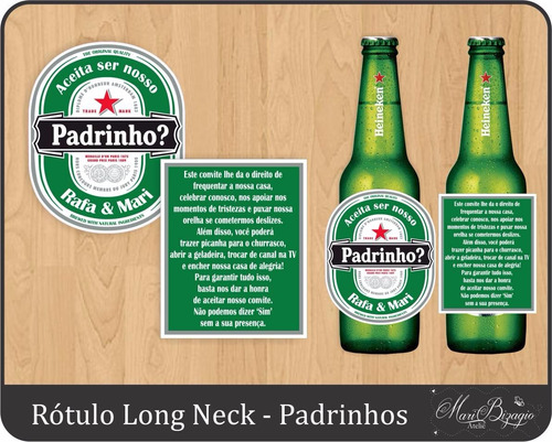 Imagem 1 de 2 de 6 Rótulos Convite Padrinhos Madrinhas Cerveja