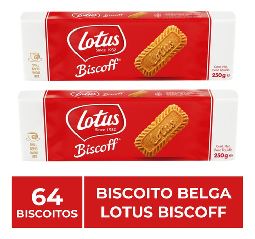 64 Biscoitos, 2 Pacotes, Bolacha Belga, Lotus Biscoff.