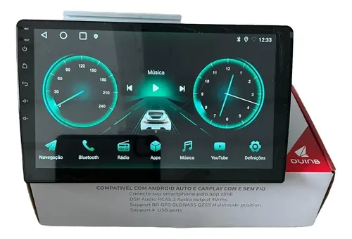 Qled Carplay Android 14 Auto Câmera Multimídia 9p 4g 64g Preto