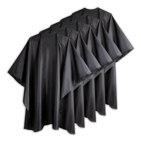 Kit 5 Capa De Corte Barbeiro Adulto Preta Cetim Impermeável