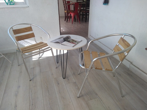 Silla Aluminio Y Madera Apilable