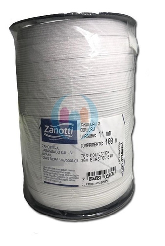 Elastico Embutir 11mm Blanco Zanotti Jaragua 12 X 100mts.