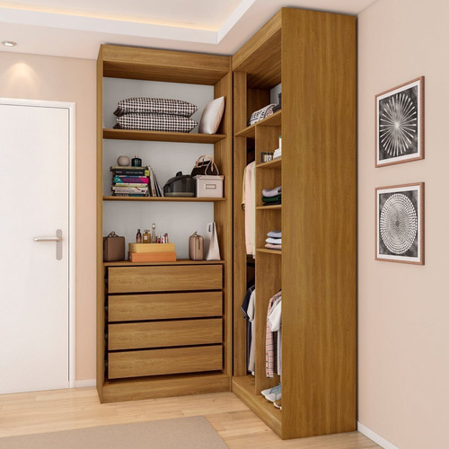 Guarda Roupa Closet Casal Sem Portas Canto Em L Com 4 Fawt