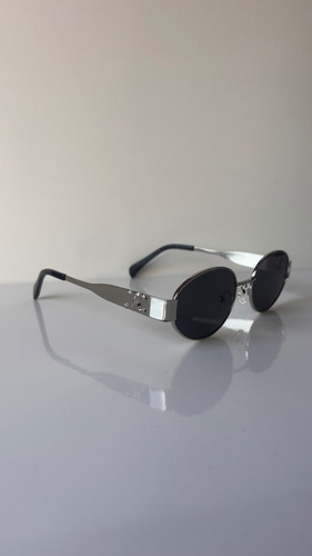 Gafas Lentes De Sol Ovaladas Importado Unisex Clásico Plateado Y Negro Negro Plateado Plateado