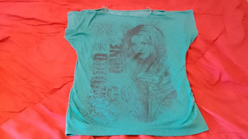 Remera Dama Estampado Cara Mujer Y Torre Eiffel Talle L 