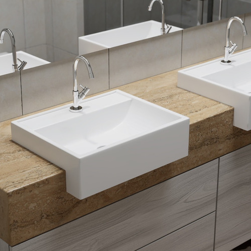 Cuba / Pia De Apoio Semi-encaixe Mo13 Retangular 46cm Branco