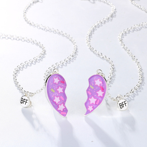 2pcs/set Collar Estrella Morada Bff Collar Imán Buenas Amiga