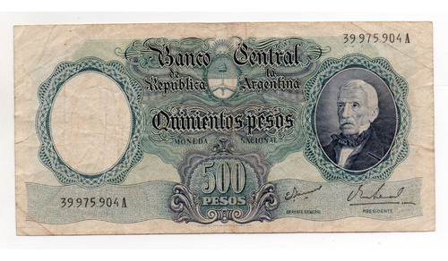Billete Argentina 500 Pesos Moneda Nacional Bottero 2122 Mb-