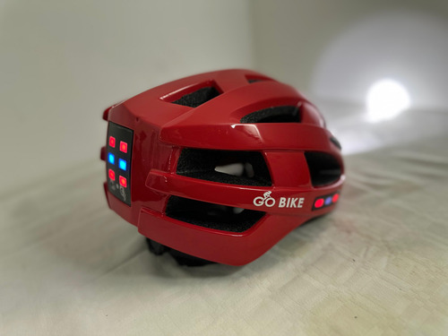 Casco Go Bike Con Luz Trasera Y Delantera Con Carga Usb Rojo Xl