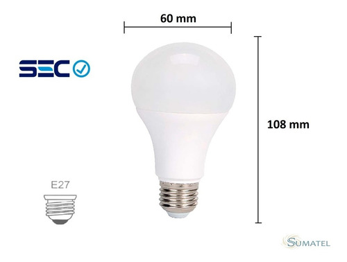 Imagen 3 de 7 de Pack 10 Ampolletas Led 7w E27 Sec Luz Cálida/fría - Sumatel