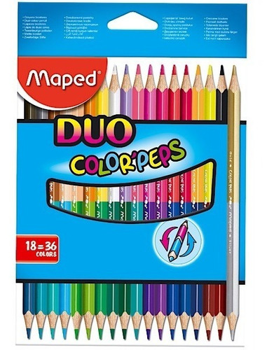 Lapices Lapiz Maped Duo Color Peps X18 = 36 Colores 