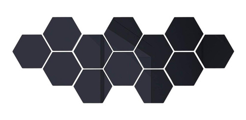 Imagen 1 de 6 de 12pzs Acrilico Decorativo Espejo Hexagonal Adhesivo Negro