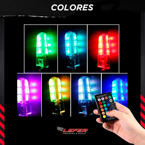 Imagen 3 de 9 de Led De Posicion T10 Rgb 12v Con Control Remoto X2