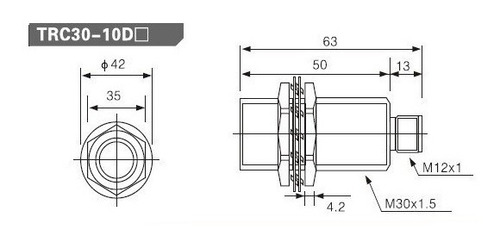 Sensor Indutivo M30 Pnp Na+nf 24vcc Faceado Con. M12 (10mm)