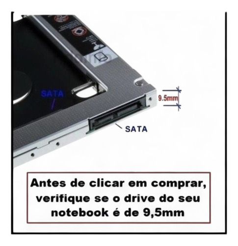 Adaptador Universal Caddy 2o Hd Ssd/dvd Notebook 9mm 9,5mm