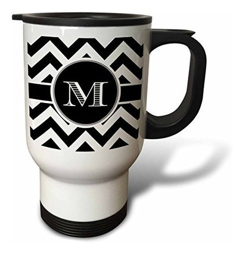 Vaso - 3drose Black And White Chevron Monogram Initial M Tra