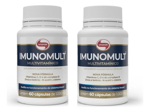 Kit 2 Imunomult Multivitamínico Vitafor 60 Cápsulas Sabor 120 Cápsulas (60 Cada)