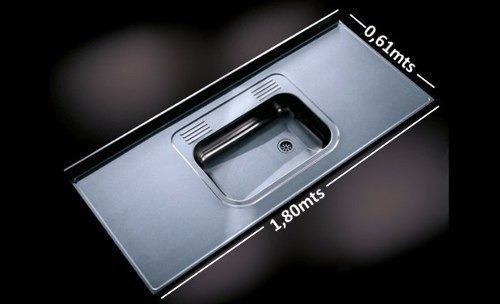 Mesadas Cocina Acero Inoxidable Bacha Simple Central 180x61