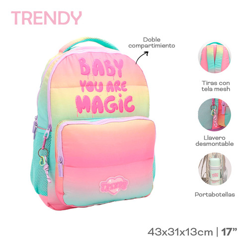 Mochila Trendy Multicolor 17 PuLG Escolar Niña Infantil