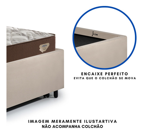 Bicama Box Suede Viúva 120x203 Para Dois Colchões Cor Bege
