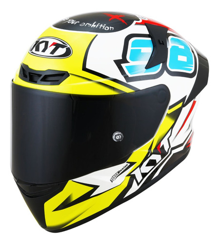 Capacete Kyt Tt-course 98 Bomb Branco Amarelo Preto