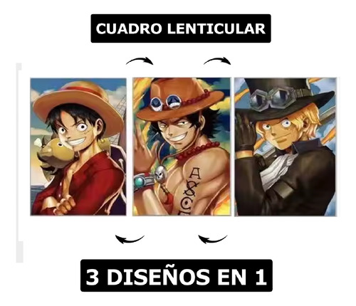 Cuadro 3d Lenticular Luffy , Ace Y Sabo Hermanos