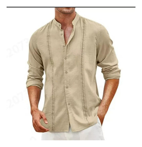 Camisas De Guayabera Cubana Para Hombre, De Lino, Casual, Co