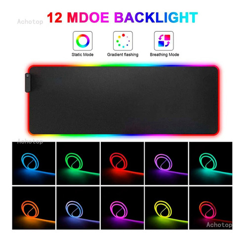 Mouse Pad Gamer Alfrombilla Gaming Luces Led Rgb Usb 80x30