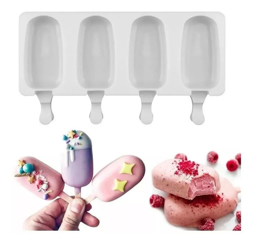 Molde Silicona Pack X 4 Palito Bombon Helado Apto Freezer