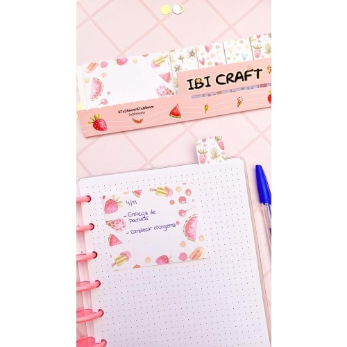 Señalador Sticky Notes Notas + Banderitas Papel Ibi Craft