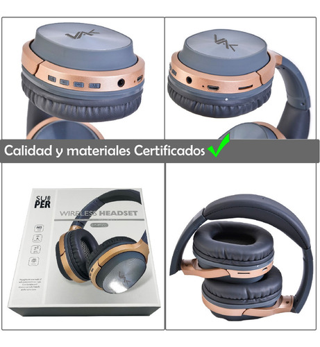 Audifonos Vak T20 Bluetooth Fm Entrada Sd Aux Diadema Girato