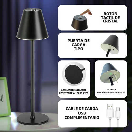 .. Lámpara De Mesa Portátil Led De 3 Colores, Regulable Al
