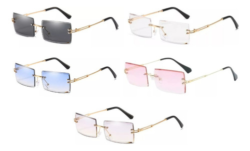 Lentes De Sol Vintage Sin Marco Rimless Rectangular Colores Morados