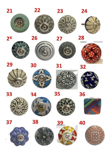 Imagen 4 de 8 de Pack X8 Tiradores De Cerámica Manija Cajones Muebles Perilla