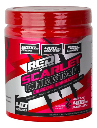 Red Supplement Colageno Scarlet Cheetah 40 Servis Sabor Grosellla