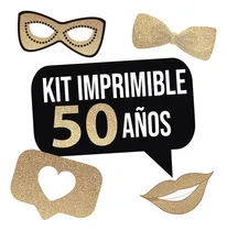 Comprar Imprimible Photo Props Cartelito 50 Años Cumpleaños Glitter