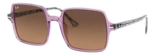 Óculos de sol Ray-Ban I-Shape Square II Standard armação de acetato cor gloss transparent violet, lente brown degradada, haste grey havana de acetato - RB1973
