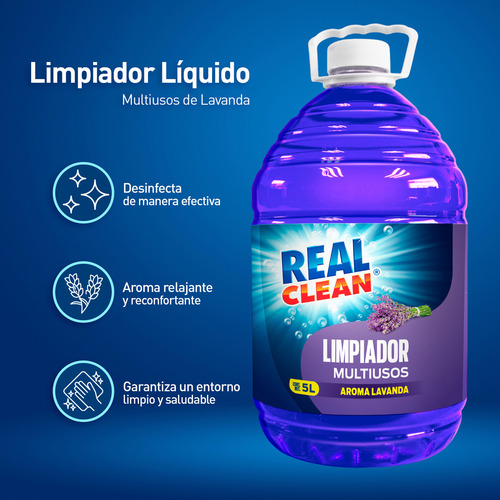 Limpiador Multiusos Y Aromatizante Real Clean 5 Lts Lavanda
