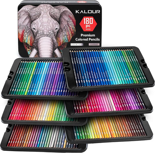 Set De 180 Lapices Profesionales De Color Kalour Premium