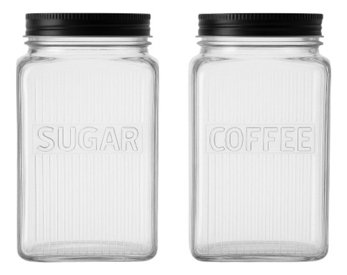 Conjunto 2 Potes De Vidro Para Açúcar E Café - Home Land Cor Transparente