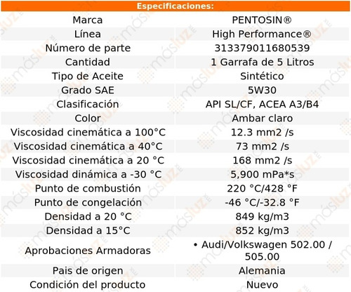5 Lts Aceite De Motor 5w30 G63 Amg V8 5.5l 15