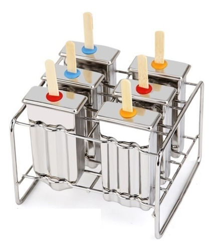 A Molde De Acero Inoxidable Para 6 Paletas