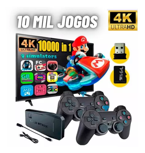 Vídeo Game Retro Gamer Stick +10Mil Jogos 2 Controle sem fio - HDMI Não  Trava