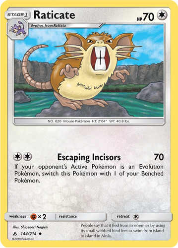 Cartas Pokemon Raticate 144/236 Unified Minds Unm