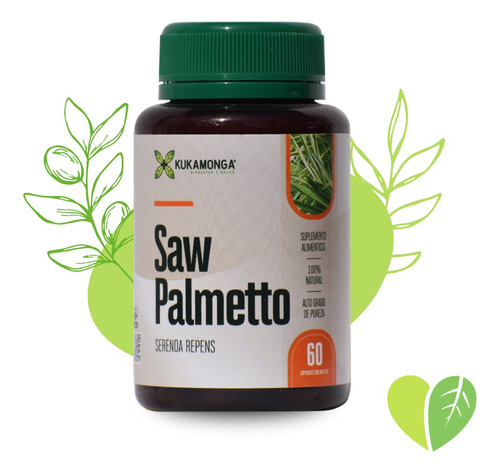 Saw Palmetto 60 Cápsulas De 500 Mg Salud De Próstata Sabor Sin Sabor