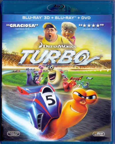 Turbo De Dreamworks Pelicula Blu-ray 3d + Blu-ray + Dvd