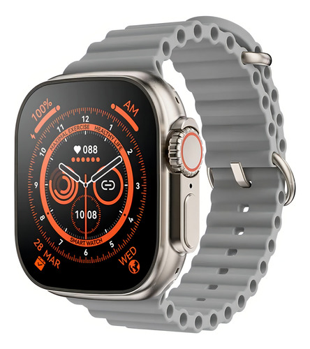 Relógio Smartwatch Gs Ultra 8+ Masculino,feminino ,cinza Caixa Branco Pulseira Cinza Bisel Prata Desenho Da Pulseira Mesh
